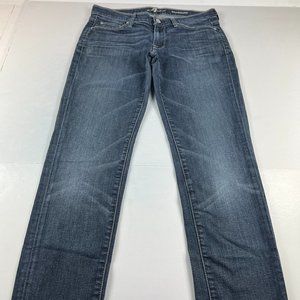 7 For All Mankind Jean Womens 28 Roxanne Skinny Blue Faded Whisker Stretch Denim